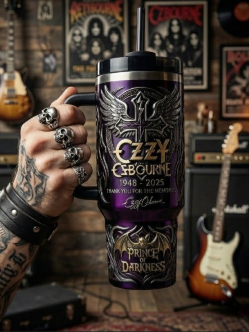 NWT, OZZY OSBOURNE MEMORIAL 40 OZ. TUMBLER.